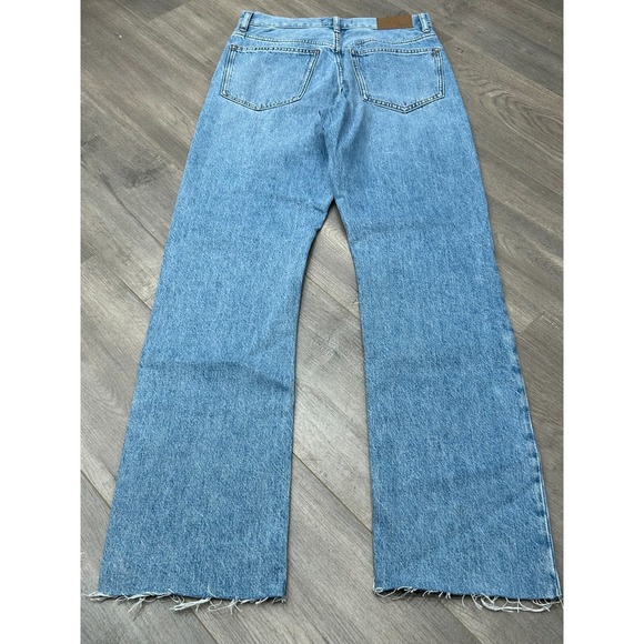 Madewell Womens Blue Distressed Raw Hem High Rise 90s Straight Leg Jeans 26 NWT - Picture 2 of 10